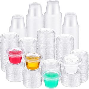 Recipientes Redondos Desechables de PP Transparente, Libres de BPA, de 1oz, 2oz, 3oz, 4oz y 5oz, con Tapas, para Preparación de Comidas - Product Image 1