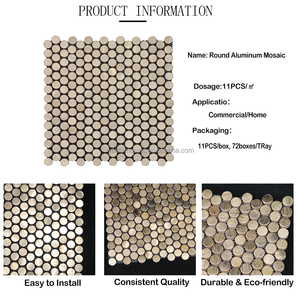 Piastrelle Mosaico Rotonde in Metallo Dorato per Decorazione di Pareti e Pavimenti di Cucina e Bagno, Design d'Interni di Lusso - Product Image 3