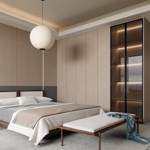 <span class=keywords><strong>Dressing</strong></span> intégré en bois massif de style crème français, avec coiffeuse intégrée pour un rangement élégant de la chambre, garantie 5 ans - Product Image 3