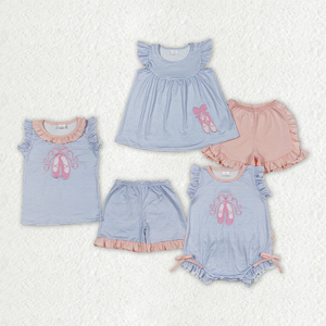 Ensembles de vêtements pour bébés filles avec broderie de poissons rayés, vêtements d'été - Product Image 4