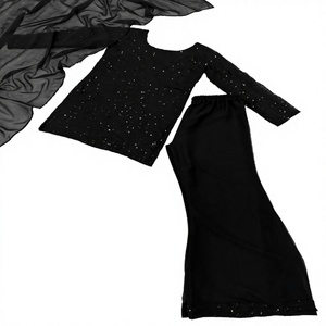 VASTRA COTTAGE Traditional Pure Georgette Embroidered Sequin Work Suit Matching Dupatta Fully Stitched Georgette Plazo Designer - Product Image 3