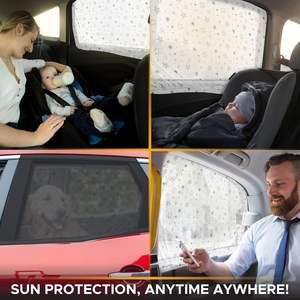 Pare-soleil imprimé pour vitres latérales de <span class=keywords><strong>voiture</strong></span> pour bébé, protection contre la chaleur et les UV, en tissu élastique réglable - Product Image 4