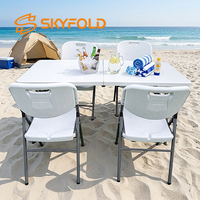 Ensemble table et chaises pliantes en plastique pour fêtes, mariages, banquets, événements, location, repas en plein air, camping, vente en gros au Brésil