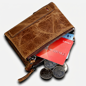 Factory Custom Genuine <b>Leather</b> Tri Fold Wallet <b>Men</b> Top Grain Cowhide Card Holder Small Vintage Pocket <b>Purse</b> LTW-0116 - Product Image 1