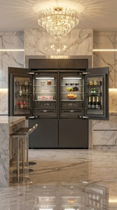 Réfrigérateur américain à portes françaises en acier inoxydable, sans givre, avec congélateur inférieur, <span class=keywords><strong>distributeur</strong></span> d'<span class=keywords><strong>eau</strong></span> et machine à glaçons, économe en énergie pour la maison - Product Image 6