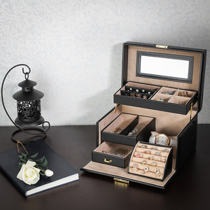 HI02 Jewelry <strong>Box</strong>, <strong>Girls</strong> Jewelry Organizer and Storage <strong>Box</strong>, Lockable Black <strong>Jewellery</strong> <strong>Box</strong> - Product Image 2