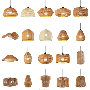 Lampada a Sospensione in Bambù e Rattan Fatta a Mano, Tendenza Decorativa per Caffè e Ristoranti - Product Image 4