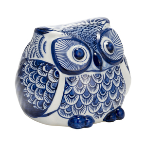 Statuetta in Ceramica a Forma di Gufo, Scultura Tradizionale in Gres Decorativa per Casa, Ufficio, Bagno - Product Image 2
