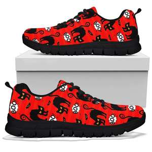 Zapatillas de deporte con cordones y diseño de gato negro para <span class=keywords><strong>Halloween</strong></span>, imagen de logotipo personalizado, zapatos informales transpirables para hombres y mujeres, zapatos de entrenamiento que absorben los golpes - Product Image 4