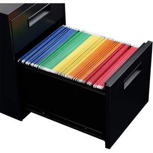 Alera Two-Drawer Metal Pedestal <b>File</b> in Black 14 7/8w X 19 1/8d X 21 5/8h-Elegant Filing Cabinet - Product Image 4