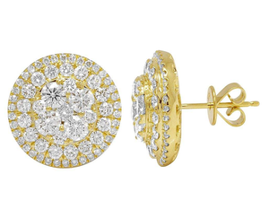 Luxury <b>Silver</b> Lab Grown Diamond Cluster Earrings with 10K Gold Plated Finish Stylish <b>Stud</b> Jewelry for Women - Product Image 3