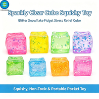 Jouet cube souple en maltose, flocon de neige scintillant, à rebond lent, non toxique, en TPR sans BPA, 5x5cm, jouet anti-stress