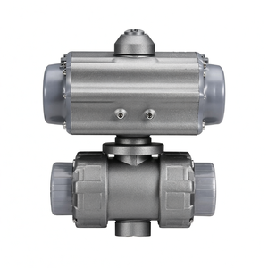 วาล์วบอลแบบมีหน้าแปลน PVC ทนสารเคมีชนิดกรด COVNA รุ่น 90-Day Window พร้อมตัวกระตุ้นลมแบบนิวเมติก ลูกบอลทองเหลือง ซีล PTFE รองรับ OEM - Product Image 2