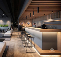 Comptoir de bar de restaurant et d'hôtel moderne de luxe avec éclairage LED, mobilier commercial personnalisable pour usage en centre commercial