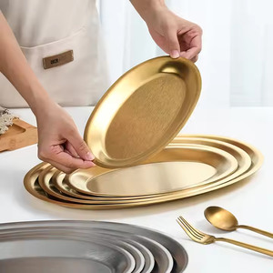 Offre Spéciale <span class=keywords><strong>moderne</strong></span> en acier inoxydable or épaissie poisson <span class=keywords><strong>assiette</strong></span> en métal de qualité supérieure servant une <span class=keywords><strong>assiette</strong></span> à Dessert pour le camping à l'origine - Product Image 2