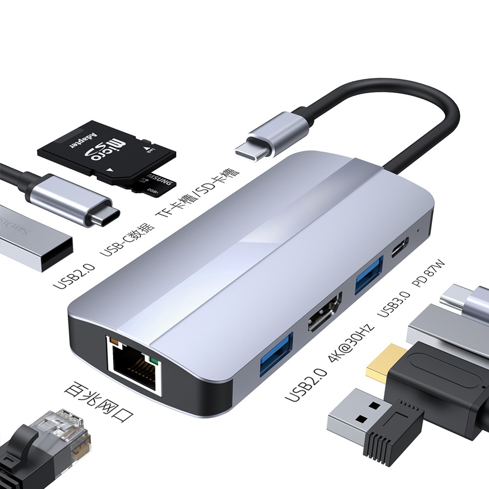 Док-станция для MacBook Pro, 9 портов USB C, адаптер Type-C на HDMI, 4K, 30 Гц, VGA, 1080P, HD, SD/TF, USB 3,0