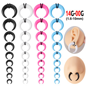Kit <span class=keywords><strong>d</strong></span>'élargissement <span class=keywords><strong>d</strong></span>'oreilles en acrylique effet corne de buffle, dilatateurs en forme de croissant de lune, bijoux de piercing corporel pour oreilles et nez - Product Image 1