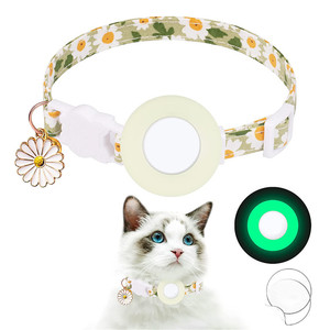 Precio al por mayor Airtag Case Floral Pet <span class=keywords><strong>Collar</strong></span> con campana Anti-Pérdida Tracker Dog <span class=keywords><strong>Cat</strong></span> Locator Holder diseñador <span class=keywords><strong>Cat</strong></span> Collares para gatos - Product Image 5