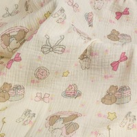 Großhandel Bio Gekämmte 120gsm Leichtgewichtige Gewebte Doppellagige Krepp-Baumwolle Musselin Bedruckter Einfarbiger Weicher Stoff für Babywindeln und Hemden