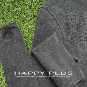 Leggings Runqi para Mujer, Talla Grande, Color Negro Jaspeado, Algodón, Grosor Medio, Color Sólido, Alta Elasticidad, Sin Restricciones - Product Image 2