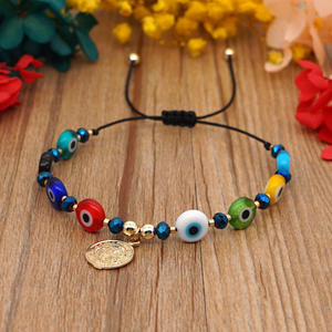 <span class=keywords><strong>Pulsera</strong></span> de Ojo Turco con Cuentas de Cristal Planas Personalizadas de Estilo Bohemio para Mujer - Product Image 3