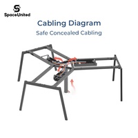 Bureau de travail moderne SpaceUnited pour 3 personnes avec écrans d'intimité, poste de travail à 120 degrés avec structure métallique pour bureau d'équipe