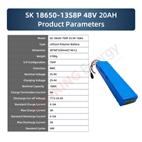 High Capacity 48V20AH Li-ion Battery for Food Delivery Bike Solar Power System Electric Scooter Power Pack