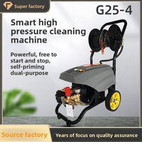 Pompe à eau haute pression industrielle G25-4 16L 2,5kW 220V avec chariot et enrouleur de tuyau