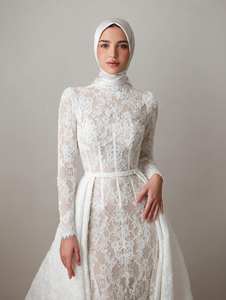 Vestidos de Novia de Lujo Sharon Said SW529, Color Blanco Nude, Encaje, Cuello Alto, Estilo Sirena, Vestidos de Fiesta para Mujer 2026, Vestidos de Novia - Product Image 4