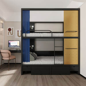 Nouveau lit mezzanine pour étudiant Conception de lit superposé en bois haut avec des caractéristiques similaires à celles d'un hôtel pour les appartements, les auberges de jeunesse ou les hôtels - Product Image 6