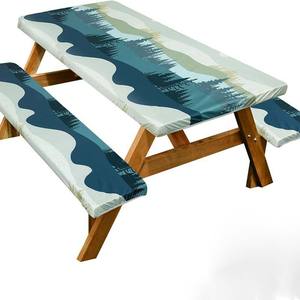 Housse de table de pique-nique et de bancs Mantel 72*30 pouces, 3 pièces, élastique, ajustée, pour le camping - Product Image 2