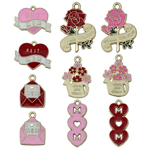 Heureuse fête des mères amour coeur coloré alliage pendentif breloques pour bijoux à bricoler soi-même faisant des porte-clés - Product Image 1
