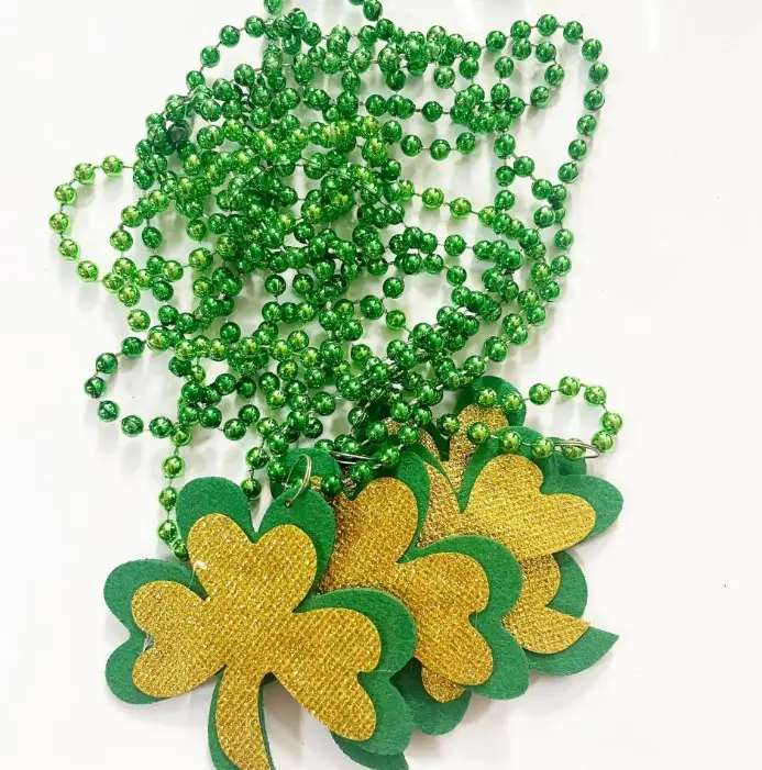 St. Patrick's Day necklace Irish Festival necklace clover party beads Shamrock Bead Green Necklace for St. Patricks Day