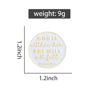 神は彼女のエナメルピン詩篇465詩ブローチクリスチャンフェイスバッジギフトジュエリー卸売供給 - Product Image 6