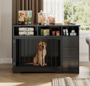 Gabbia per Cani da 121 cm con Cassetti Portaoggetti, Robusta Gabbia in Legno per Interni, Tavolino Gabbia per Cani di Taglia Grande - Product Image 2