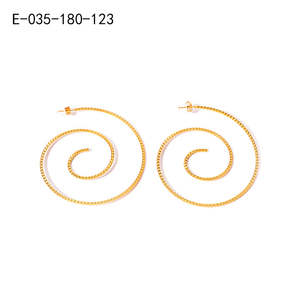ต่างหูแฟชั่นทรงห่วง สแตนเลส 316L ชุบทอง PVD ดีไซน์เกลียว สำหรับผู้หญิง - Product Image 2