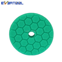 EVERTOOL Tampon de polissage en mousse à grille ronde verte de 6 pouces avec fixation auto-agrippante pour polisseuse rotative de voiture, éponge de detailing automobile