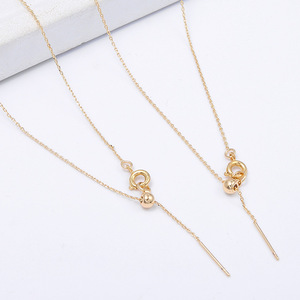 Kalung Emas Asli 14k Rantai Kalung yang Dapat Disesuaikan dengan Cincin Pegas untuk Pria Wanita Perhiasan Kalung Rantai - Product Image 3
