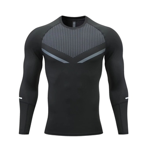 Tops de <span class=keywords><strong>entrenamiento</strong></span> deportivo para hombres, <span class=keywords><strong>mallas</strong></span> azules de compresión para jóvenes, manga larga, poliéster transpirable, licra, venta al por mayor para la temporada de primavera - Product Image 2
