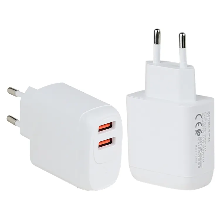 Cargador USB de carga rápida QC3.0 2.4A UE EE. UU. Reino Unido Puertos USB duales Adaptador de cargador Cargador de pared para teléfono móvil