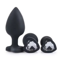 Jouets sexuels anaux pour femmes, petits et moyens, en silicone, en forme de cœur, avec bijou, plug anal en noir, rouge, rose, rose vif