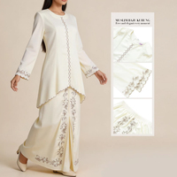 Ensemble Baju Kurung Modeste et Élégant pour Femmes Musulmanes, Broderie Personnalisée, Manches Longues, Vêtements Islamiques de Malaisie, Vente en Gros