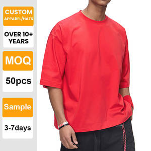 Camiseta de Alta Calidad con Logotipo Personalizado, Lisa, Gruesa, con Hombros Caídos, 100% Algodón, al por Mayor, Bordado, para Hombre, Impresión - Product Image 1