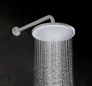 Luxury Brushed Gold Wall Mount Rainfall Concealed Thermostatic Shower Faucet Set With Bathroom Round Rain Shower Head