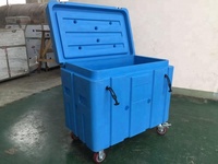 Boîte en polystyrène contenant des blocs de glace sèche, petits et grands glacières, sacs isothermes pour glace sèche - Capacité 65L, perte de chaleur de 4-6% / Distribution alimentaire 24h