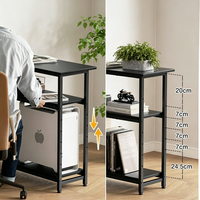 Bureau d'ordinateur à hauteur réglable avec étagères flexibles, table de bureau moderne pour la maison avec rangement multi-niveaux pour ordinateur