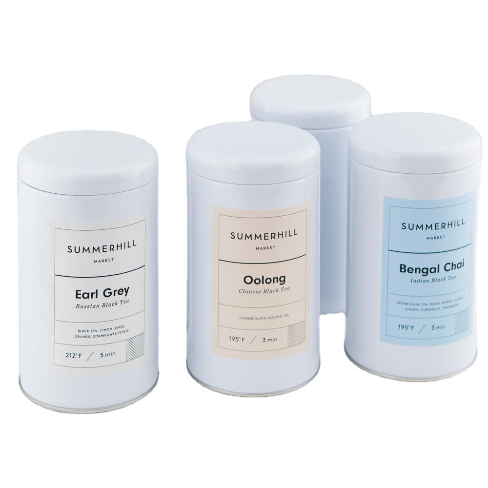 Wholesale Custom Printed Luxury Tea Tins Packaging Airtight Coffee Containers Empty Metal Round Shape Tin Can For Tea