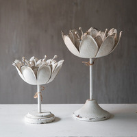 Bougeoirs antiques à fleurs en fer blanc, support de Table, décorations pour la maison