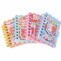 Carnet spirale A7, 80 feuilles, couverture autocollante couleur, bord ondulé, 4 motifs d'ours, mini format de poche, papeterie étudiante, vente en gros