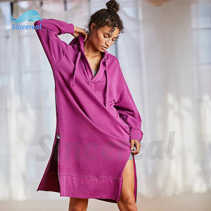 Logotipo personalizado Mais Recente Design Streetwear Manga Longa Oversized Mulher Camisola Hoodies Vestido - Product Image 5